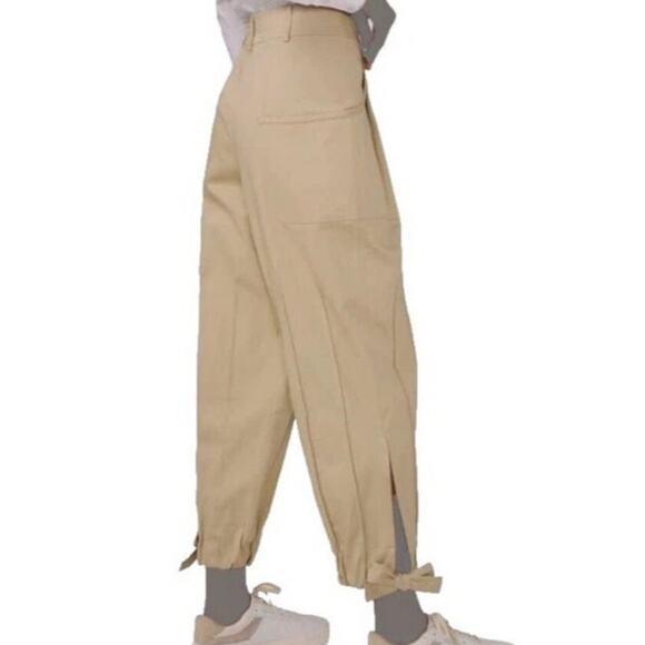 Parker High Rise Ankle Tie Pants In Natural Tapered Leg SZ 0 NWOT Elevated Basic - Picture 3 of 11